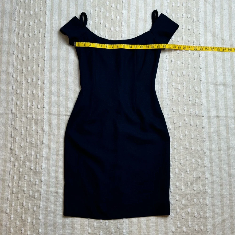 Vera Wang vintage navy knee length off the shoulder cocktail dress size 10 - Picture 3 of 10
